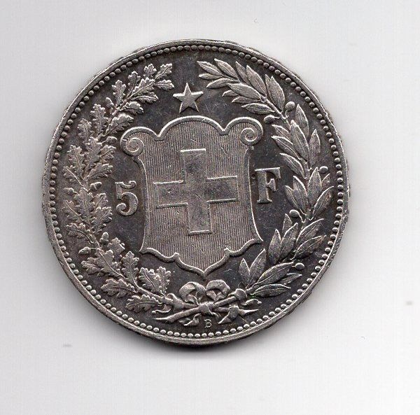 Tutti le monete: (1176) Schweiz, 5 Franken 1892, fast stgl – Usato da Rüthi (Rheintal) venduto da erdnuessli1