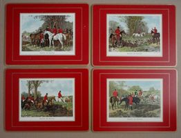 Tischsets 4er 30,5cmx23cm mit Fuchsjagdszenen Made England