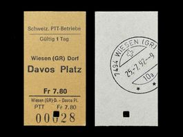 Wiesen GR Davos Platz Postauto Edmondsonsches Billett Karton