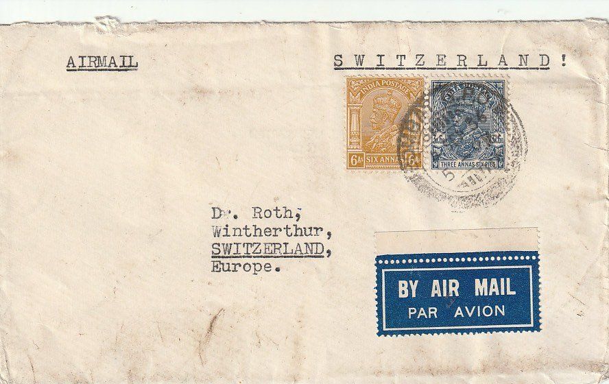 Tutti i francobolli: Flugbrief Bombay- Winterthur, 1936 – Usato da Zürich venduto da 1BJM5