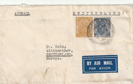 Flugbrief Bombay- Winterthur, 1936