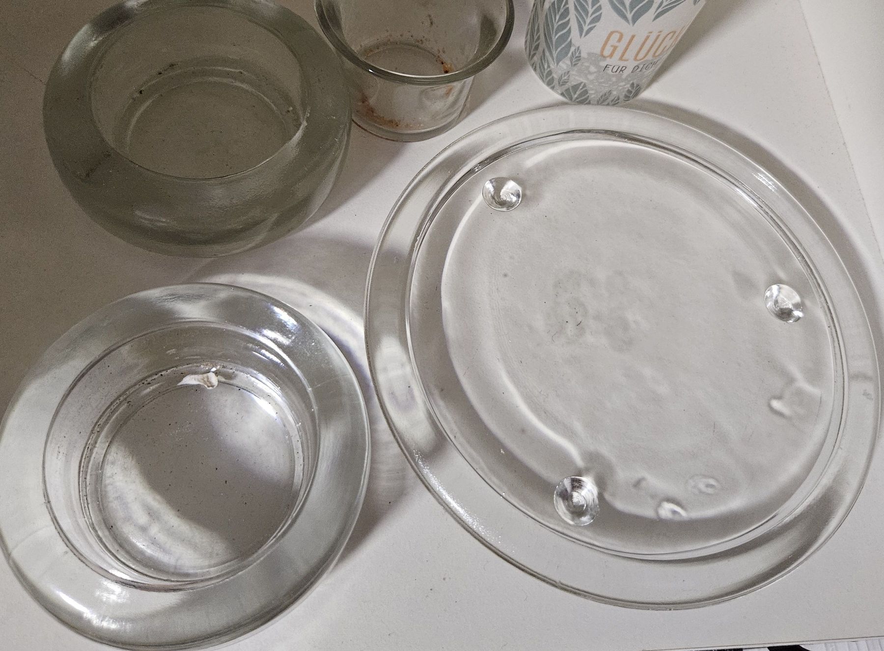 Portacandele: 5er Set Glas-Deko: Kerzenständer, Untersetzer – Usato da Horw venduto da Zedy01 4