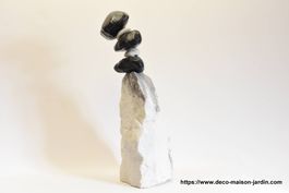 Sculpture en Marbre Blanc et Noir- Statue Jardin Décoration