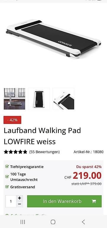 Vélos d'appartement: Walking Pad Weiss – D'occasion à Dielsdorf par cmo_c6hy