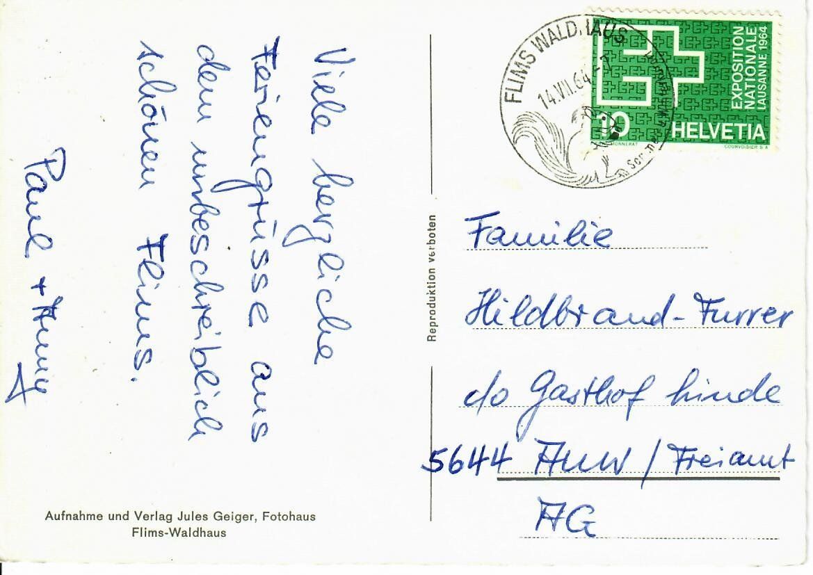 Cartoline postali: Flims - Waldhaus – Usato da Hochdorf venduto da Ziegel-16 1