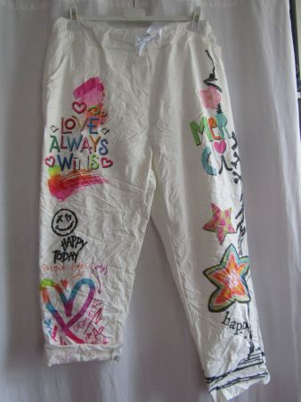 Gr. 48/56, Crash-Stretch Hosen weissgrundig, Superdruck