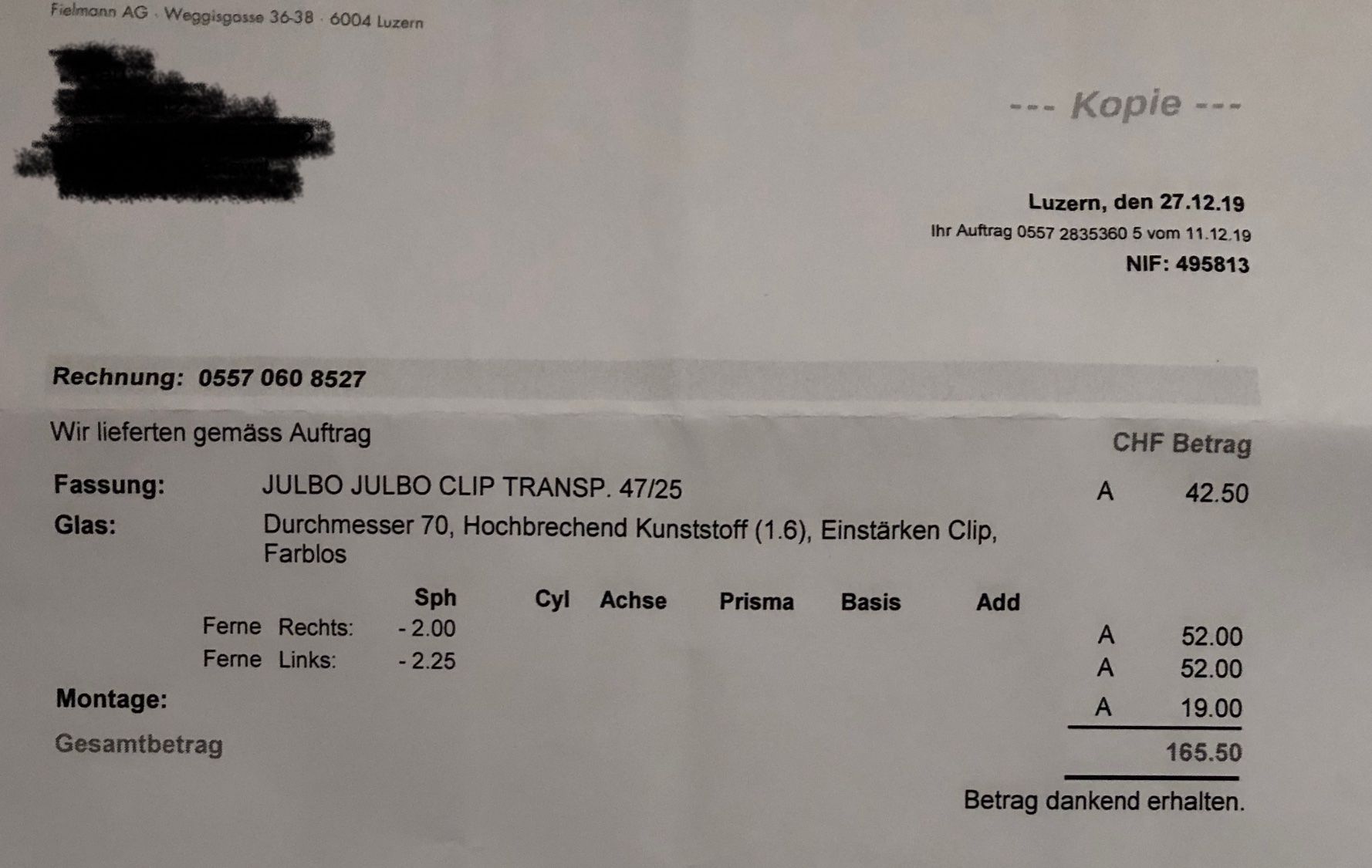 Fielmann Occhiali & Lenti: Brillenclip für Ski/Snowboard- oder sonstige Einlageoptionen – Usato da Adligenswil venduto da th.hi 5