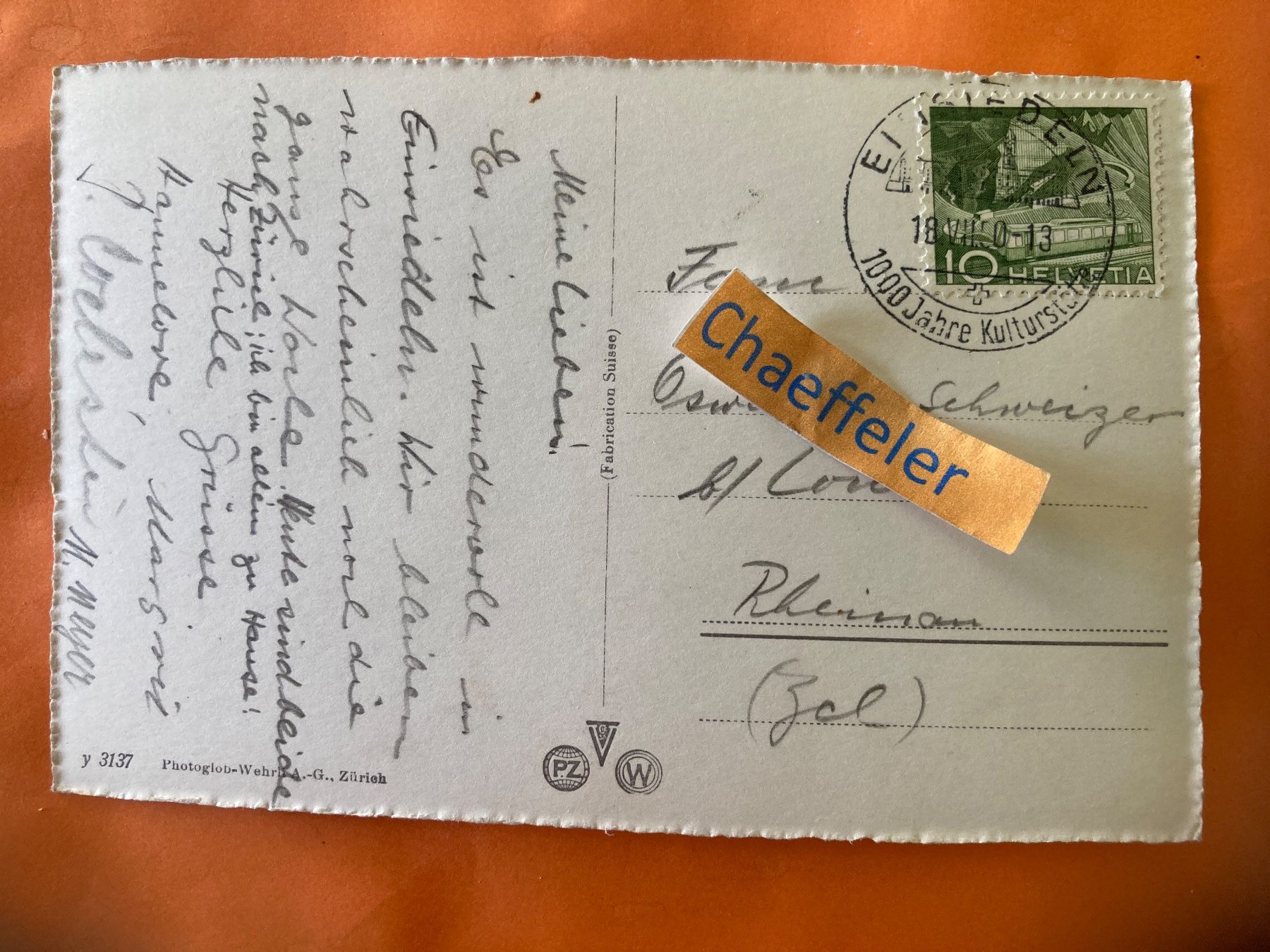 Ansichtskarten: 1950 Einsiedeln mit Sihlsee – Gebraucht aus Zürich von Chaeffeler 1