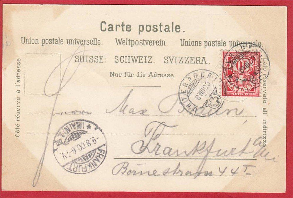 Cartoline postali: AEGERI THAL, LITHO 1900 – Usato da Grüningen venduto da Kartenlaube 1