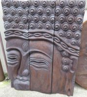 🌺Wand Plankenbild Motiv BUDDHA Kopf Massiv Mahagoni