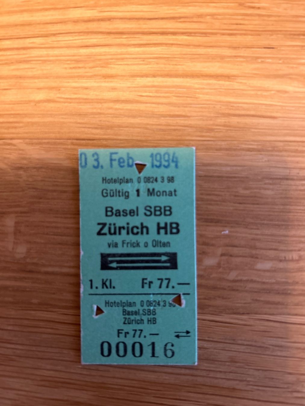 Biglietti: Billiett Basel-Zürich – Usato da Uffikon venduto da Frosch1506