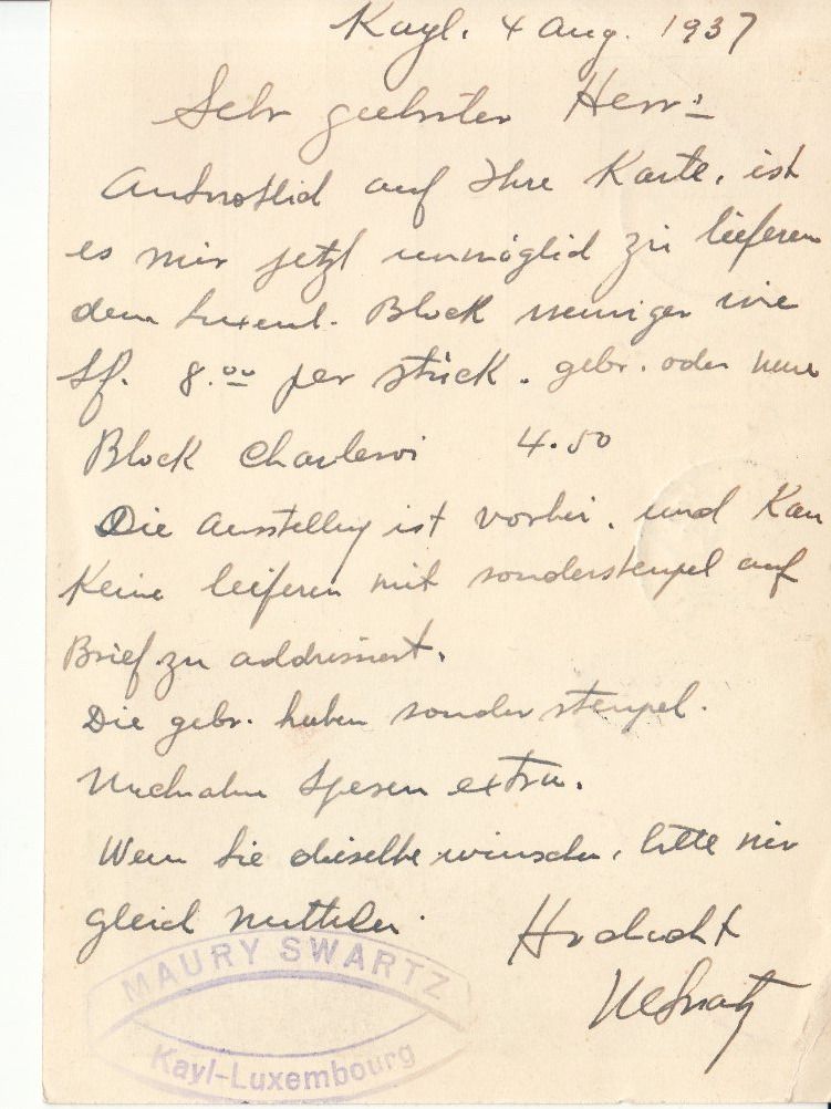 Alle Briefmarken: Luxemburg 3 Postkarten 1937 – Gebraucht aus Bürglen TG von StampGraf 2