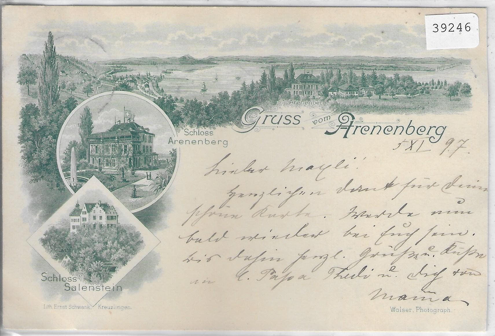 Cartoline postali: Gruss vom Arenenberg - Litho 1897 – Usato da Ettingen venduto da Kartenplanet