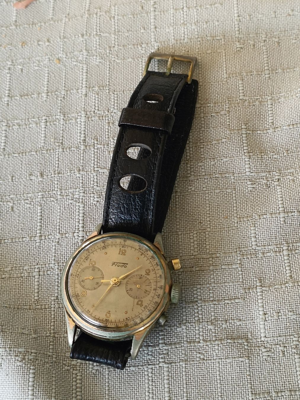 Orologi: Vintage Automatic Chronograph Herren Uhr Fludo ca. 1950 – Usato da Brugg AG venduto da Ente015