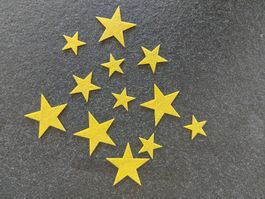 15 Stück Filz Sterne 5 cm, 3.8 cm, 3 cm Felt Stars 1mm