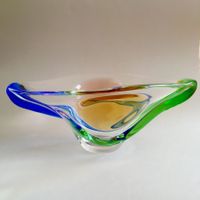 Riesige vintage Glas Schale von Frantisek Zemek Mstisov