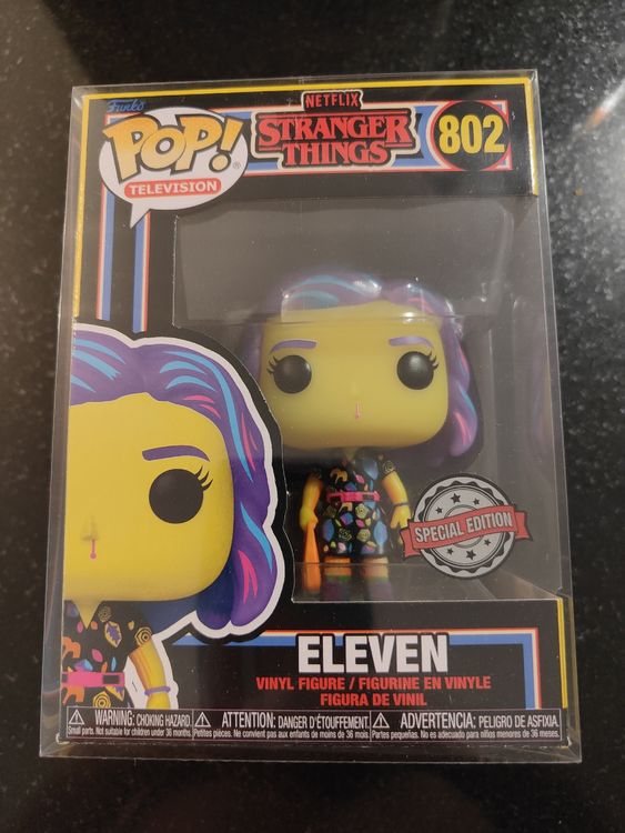 Funko POP! Stranger Things ELEVEN Blacklight #802 As New in Protector
