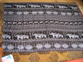 braun-hellblau Sarong, Pareo, Strandtuch Elefanten