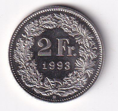 Tutti le monete: Schweiz 2 Franken 1993 fast unz – Usato da Neuchâtel venduto da karlpierrino