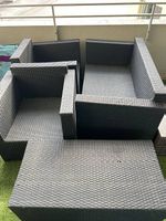 Rattanlounge in Schwarz inkl. Kissen