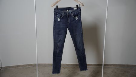 Rag & Bone Jeans 27 ripped Slim Skinny Damen blau navy