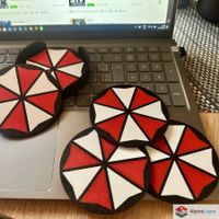 Umbrella Corporation Coaster Set with Holder 3D Printed