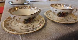 2 tasses et sous tasses en porcelaine de Limoges annee 40/50