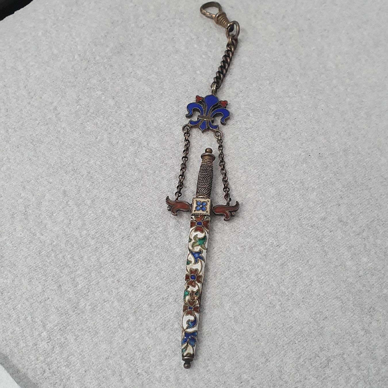 Ciondoli: Antike Chatelaine Schere Anhänger, Silber, Emaille! – Usato da Dietikon venduto da Allegra34