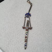 Antike Chatelaine Schere Anhänger, Silber, Emaille!