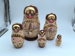 5er Set Matrjoschka Holzpuppen | H 16 cm
