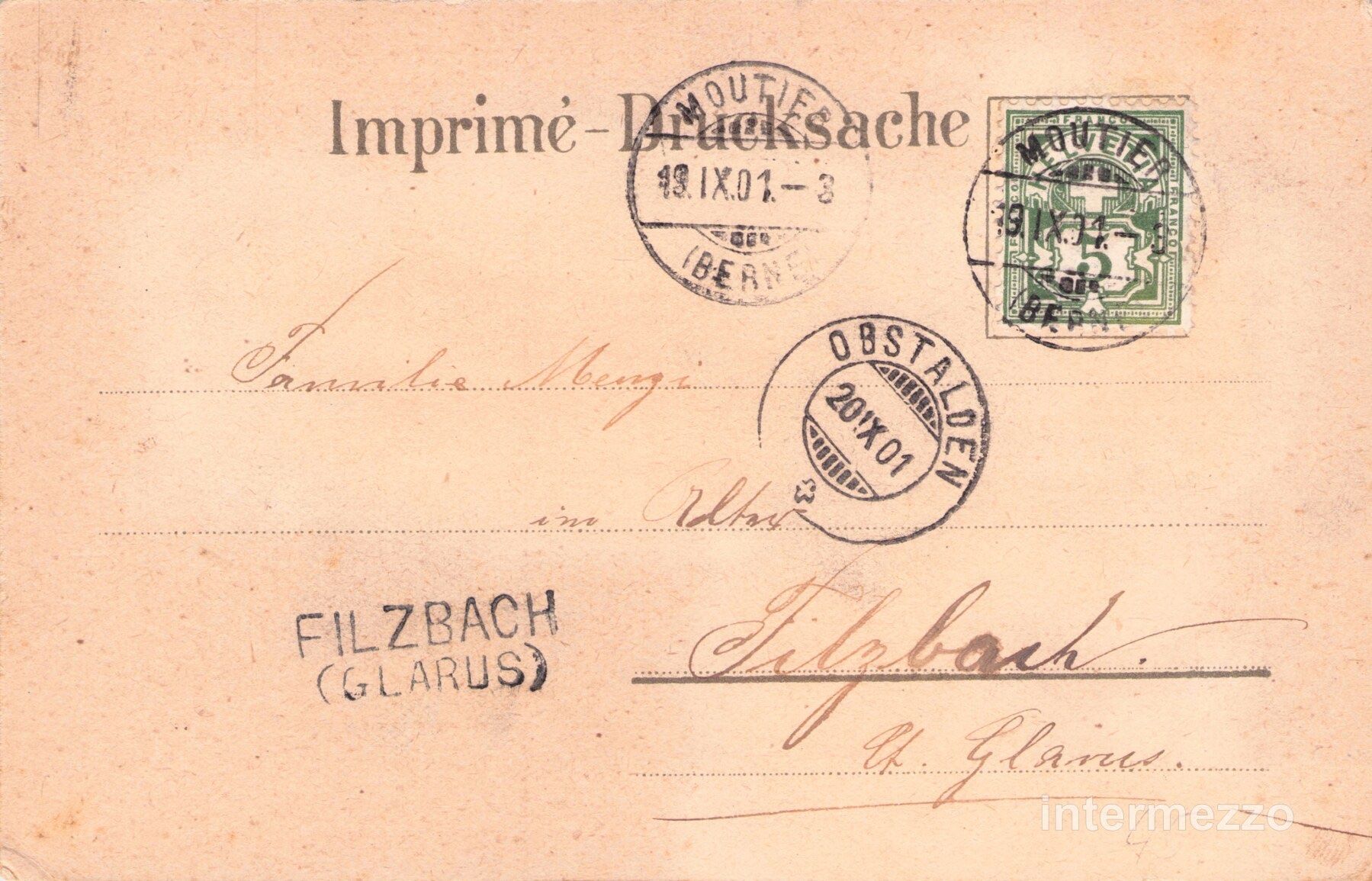 Cartoline postali: Moutier BE // Litho 1901 // Souvenir de Moutier – Usato da Basel venduto da intermezzo12 1