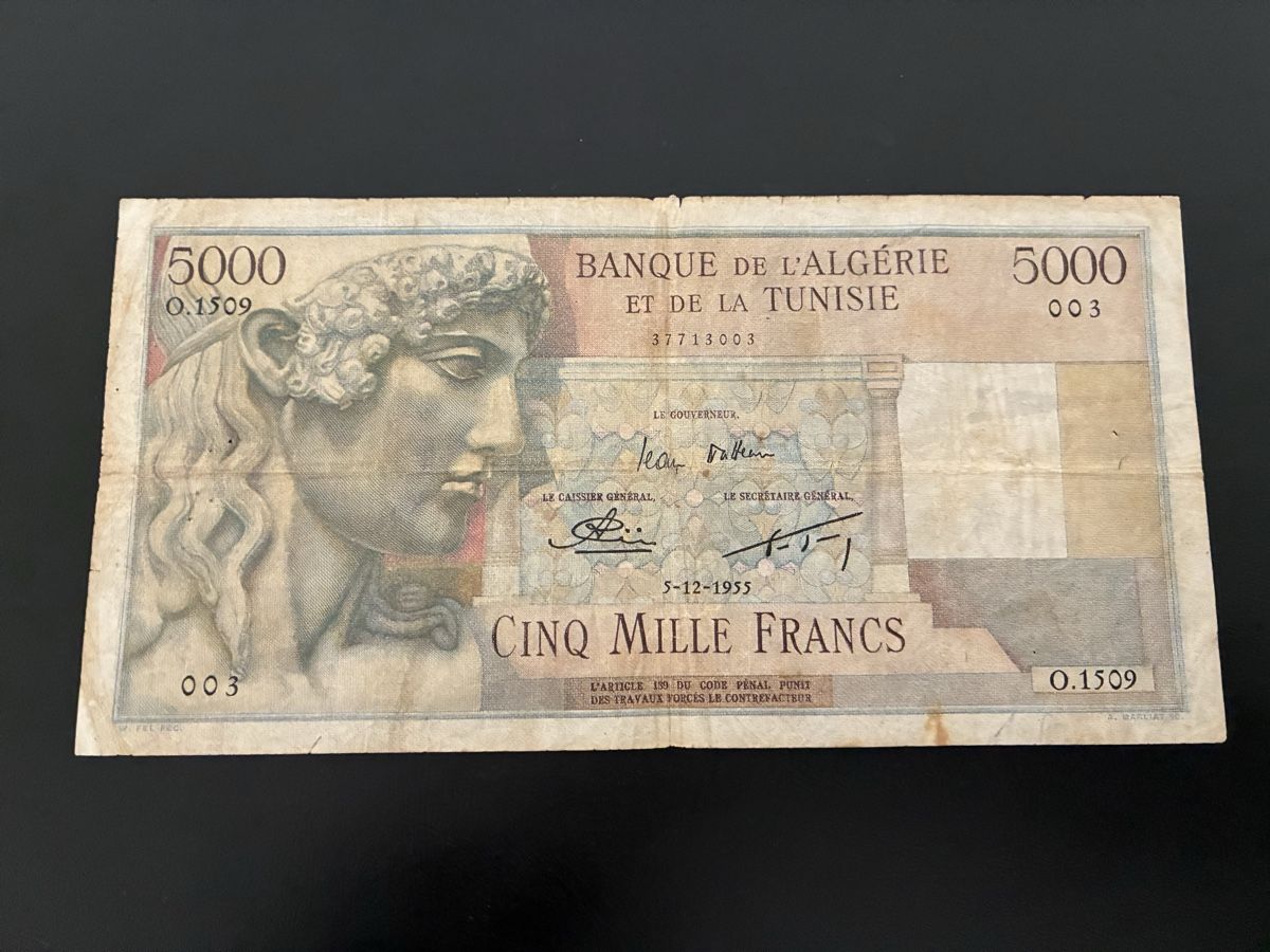 Billets de banque: 5000 Francs 1955 – D'occasion à Dällikon par Woldbanknoten 1