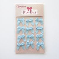 12 Mini-Schleifen - hellblau - 3 x 3cm