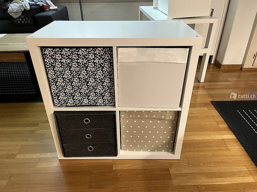 Ikea Kallax 4er mit Mini Kommode mit 3 Schubladen und 3 Boxs (Gebraucht ...