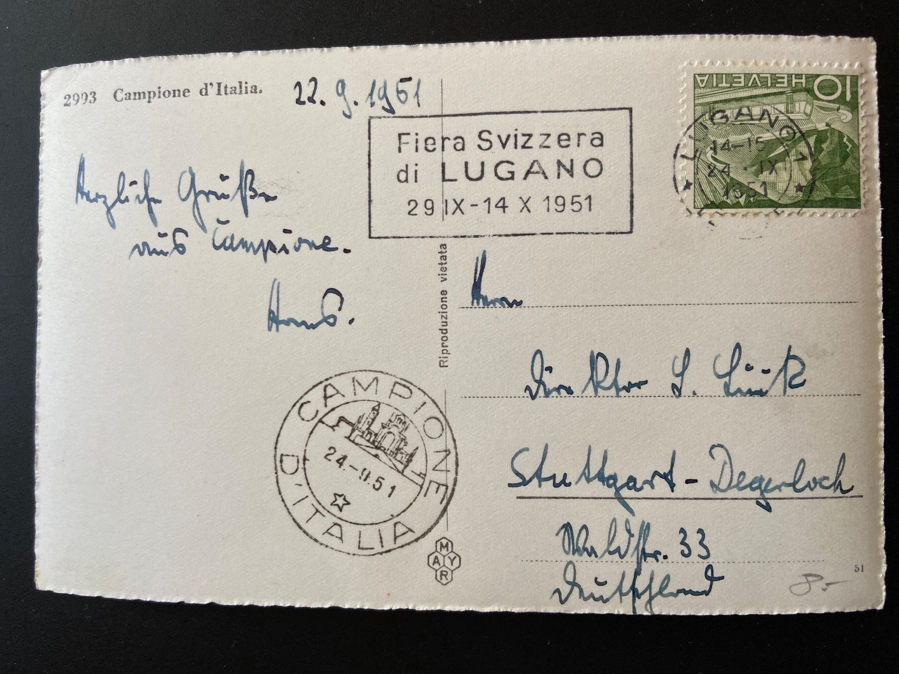 Cartoline postali: Campione Briefmarken (Schweiz) – Usato da Bauma venduto da dangru57