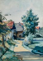 Dorfstrasse, 1914 - Signiert - Aquarell