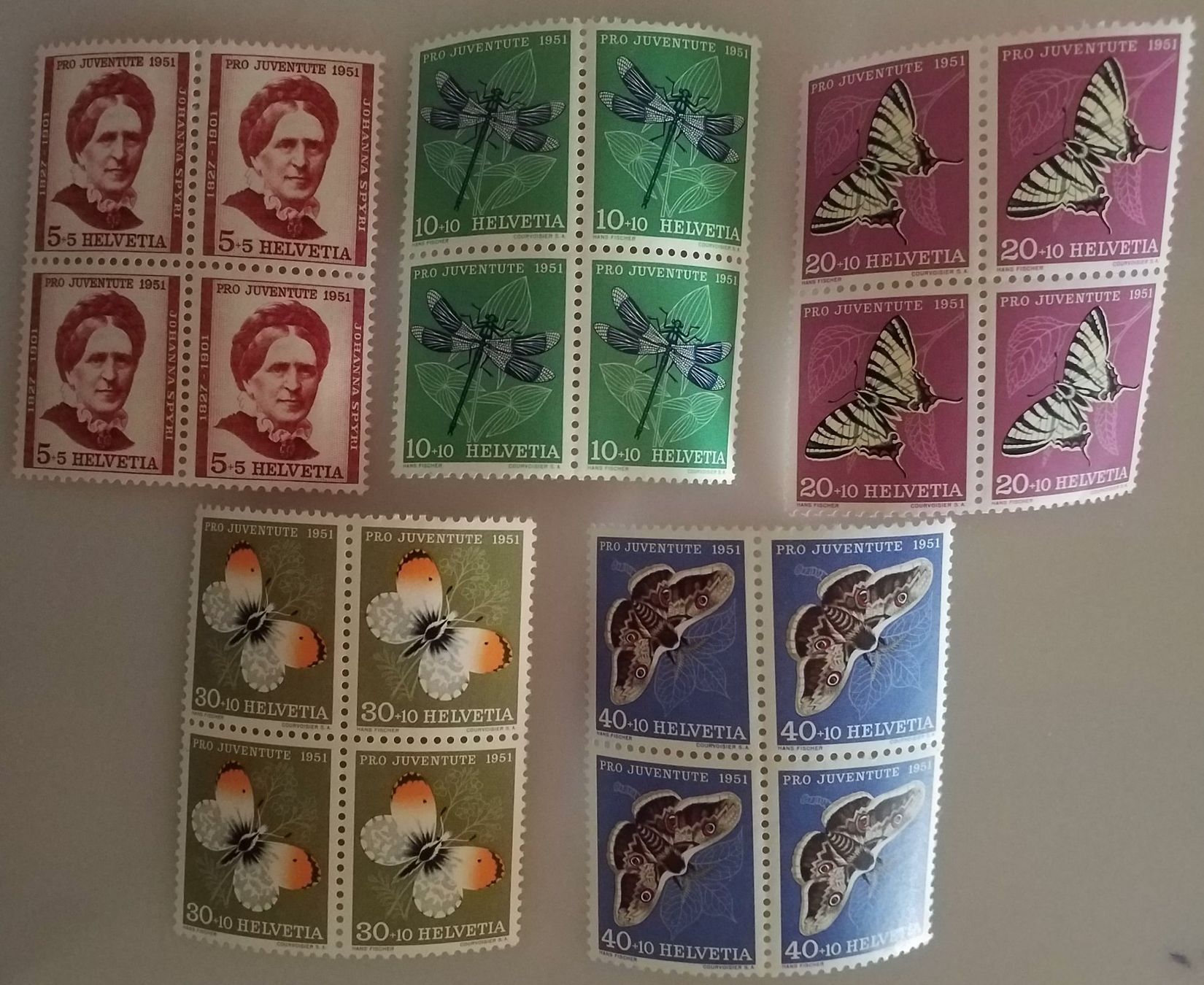 Tous les timbres: 1951, Pro Juventute Satz im 4-Block postfrisch – Neuf (Voir description) à Baden par Eggi