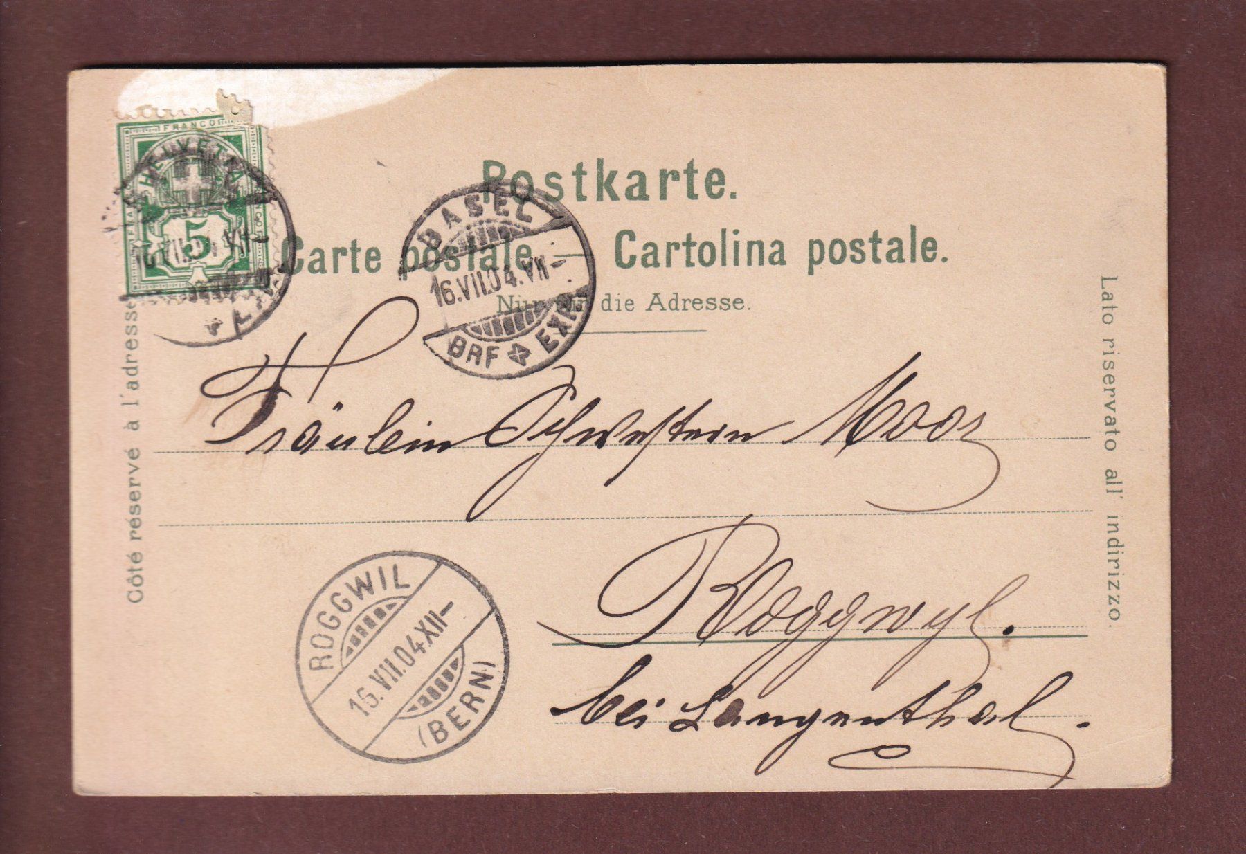 Cartoline postali: BASEL - Rathaus - 1904 – Usato da Pully venduto da nicecards 1
