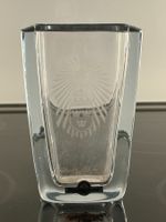 Vase Glas leicht hellblau Aetzdekor Strömberg Schweden 60er