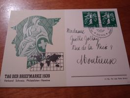 Karte Tag der Briefmarke 1939 Bern, gelaufen