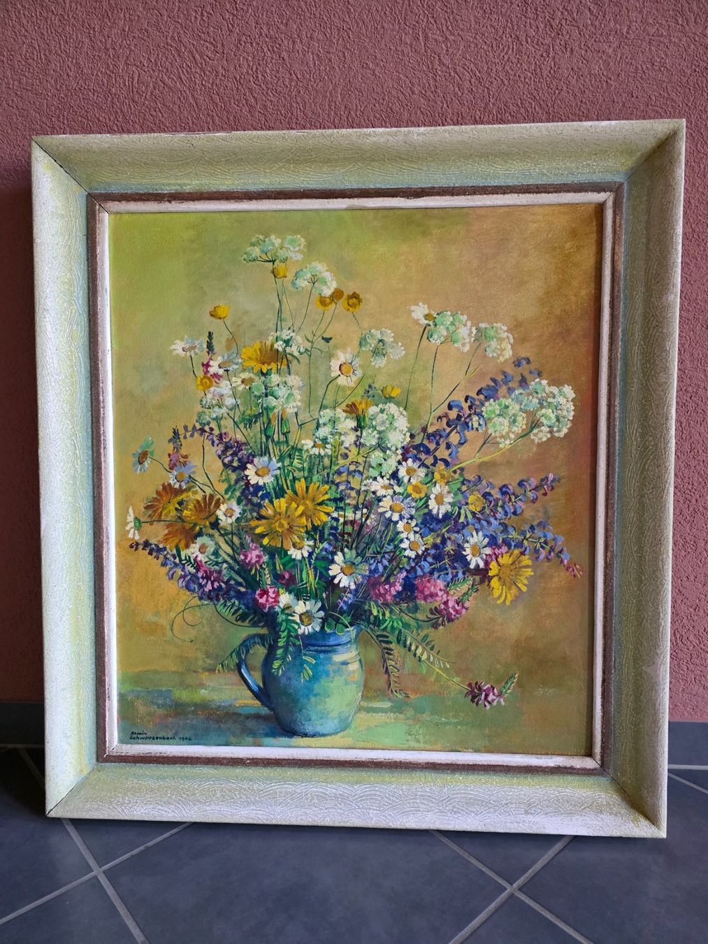 Dipinti: Antikes Gemälde Armin Schwarzenbach Blumen 1946 – Usato da Walterswil BE venduto da Lonitti