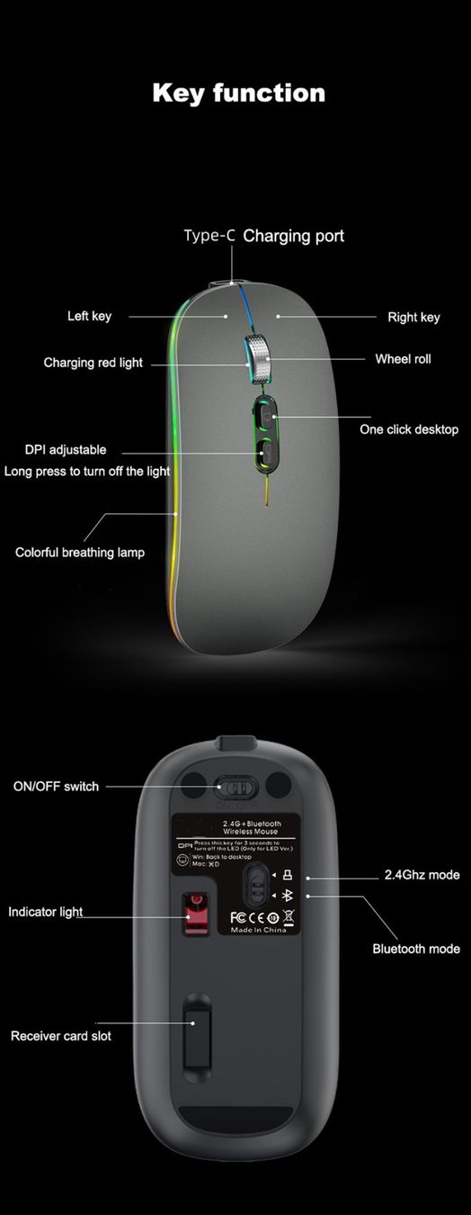 Mouse: Dual Mode Bluetooth Computer Akku Maus LED RGB USB-C – Nuovo e nell'imballaggio originale da Hundwil venduto da Equiply 7