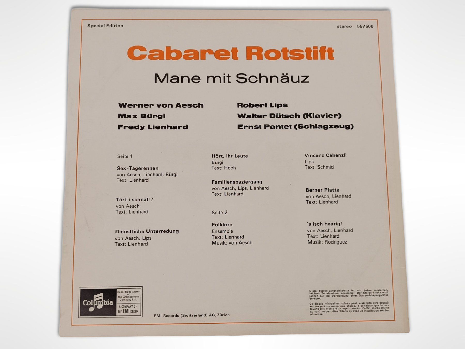Dischi in vinile: Vinyl Cabaret Rotstift - Mane mit Schnäuz – Usato da Suhr venduto da Restwert_Suhr 1