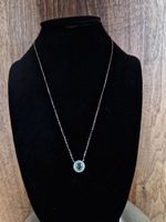 Silber Halskette rund Moissanite + Echtheitszertifikat 0.8c