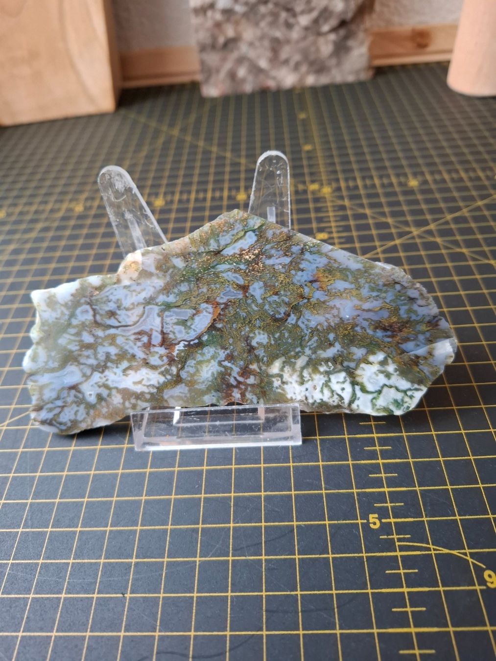 Mineralien & Heilsteine: Moosachat- Platte – Gebraucht aus Zwieselberg von Halifaxmendusli