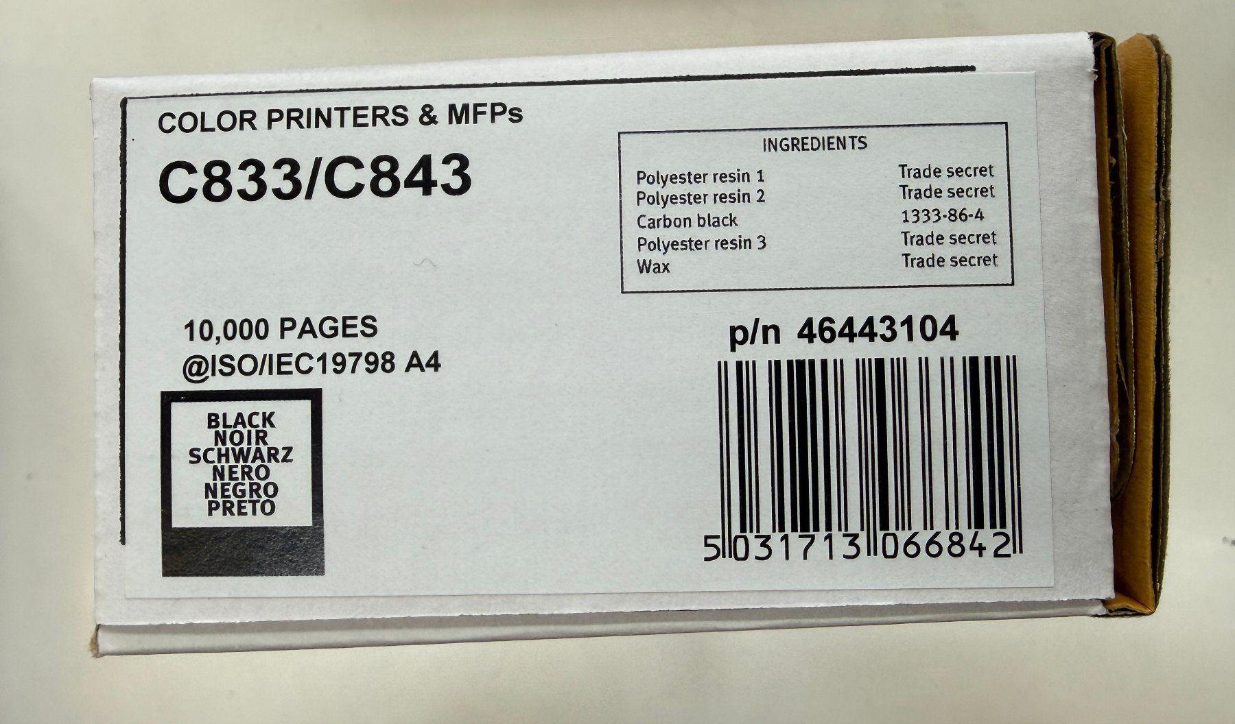 Oki Cartucce per stampanti & toner: OKI-Toner C833/C843 Black – Nuovo e nell'imballaggio originale da Kaltbrunn venduto da Aittam 1