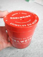 vintage dekorative antike Blechbüchse Edelweiss Stahlnadeln