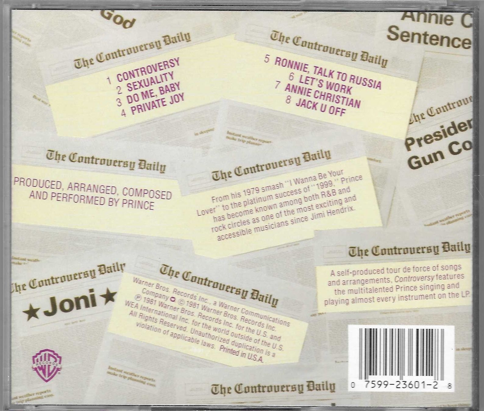CD: PRINCE  -  CONTREVERSY – Usato da Bex venduto da Giorgiob 1