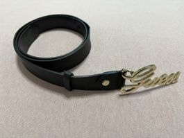 Guess Ledergürtel Schwarz mit goldenem Logo Accessoir