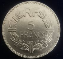 5 Francs 1933 Rebublique Francaise ab nur Fr. 1.-